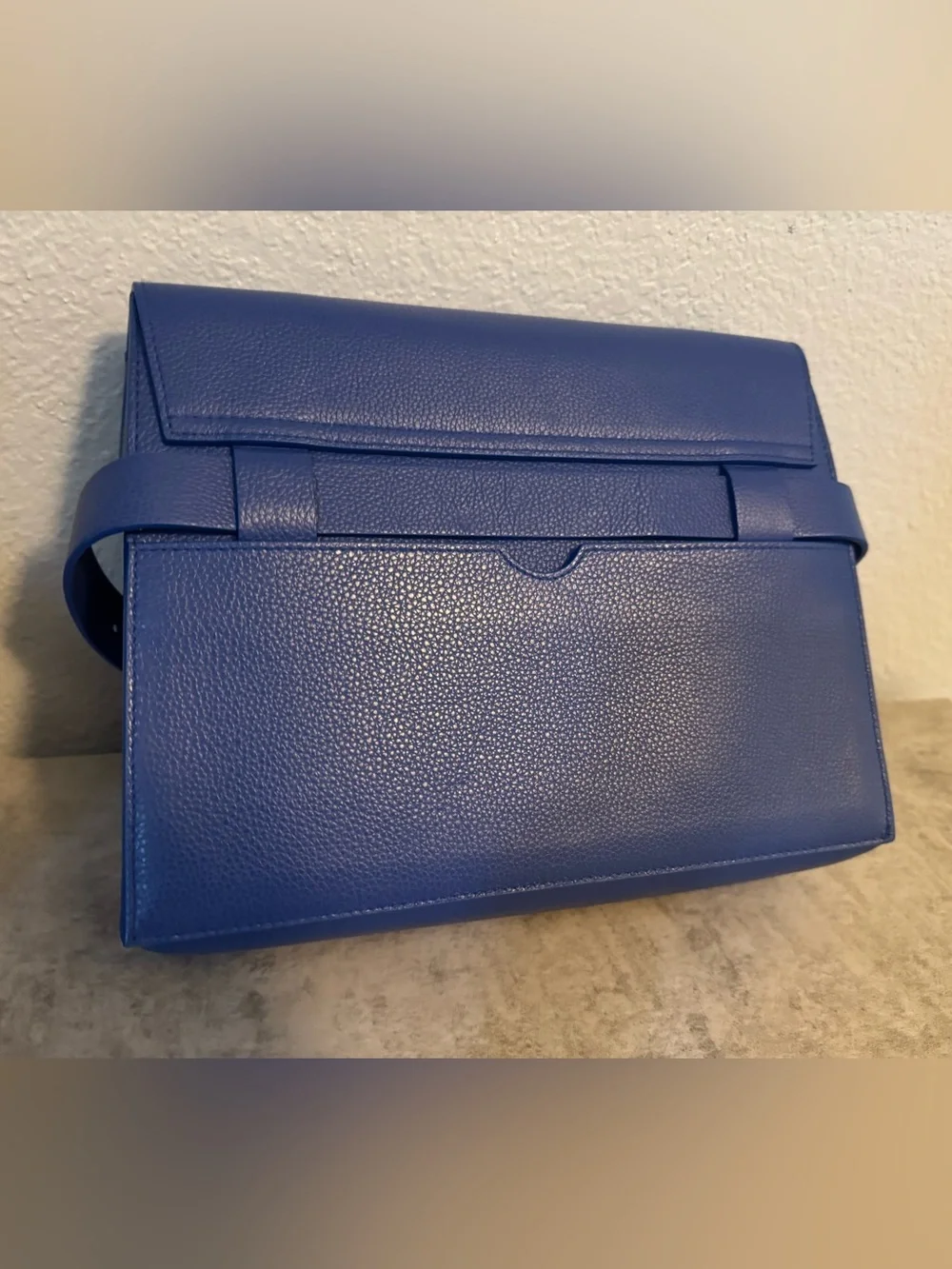 Senreve Azure Leather Satchel with Gold Buckle